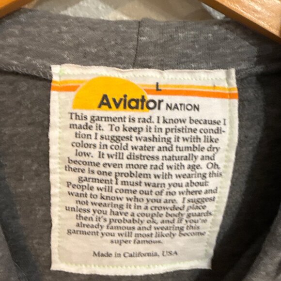 Aviator Nation Gray Hoodie With Colorful Embroidery & Austin, TX Logo Full-Zip L - Picture 2 of 7